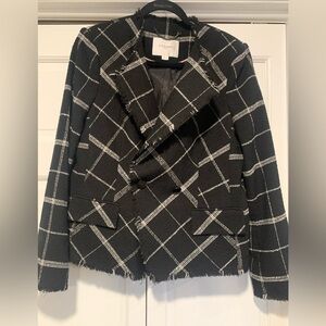 LK BENNETT women’s us size 10 black and white plaid blazer